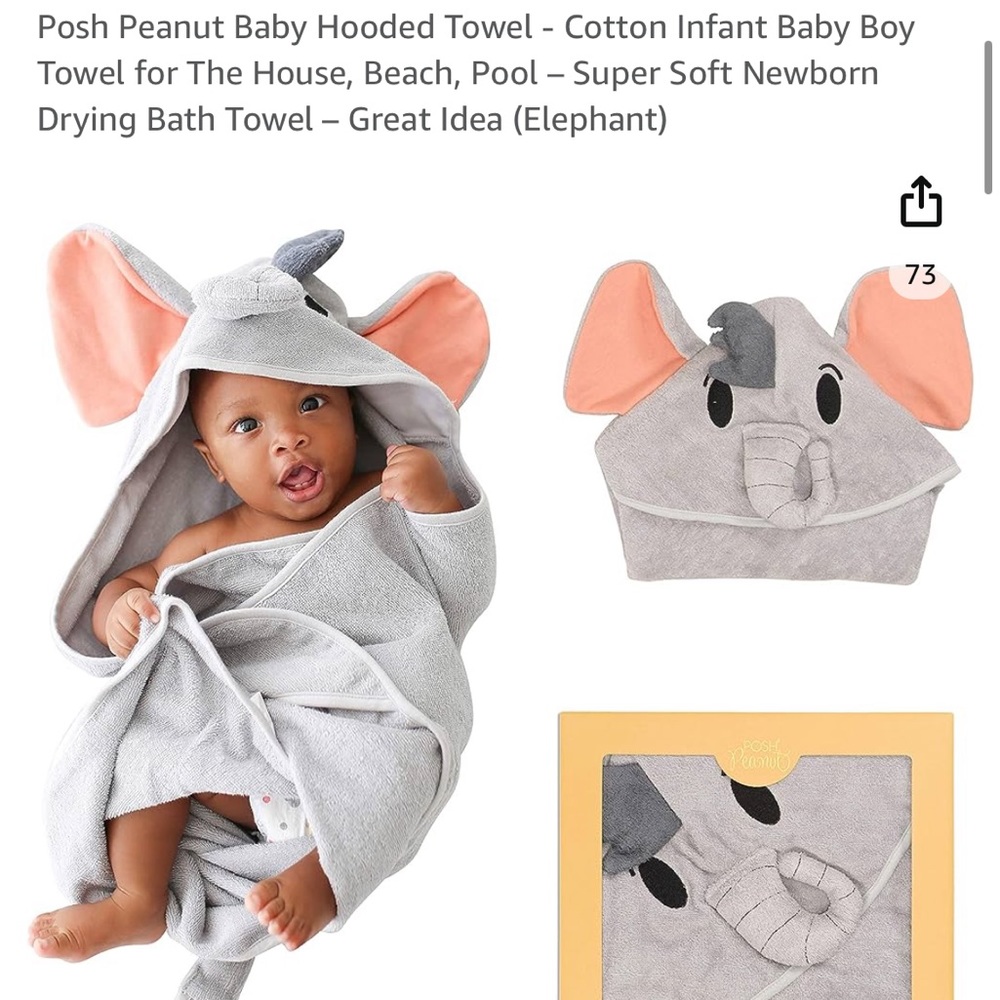 Peanut the elephant hooded towel